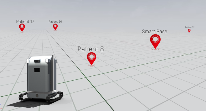 Navigation map with robot and destination points