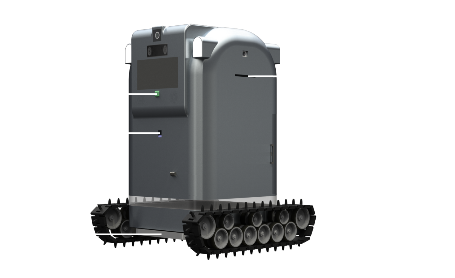 Labeled B.A.R.M robot render showing medical modules